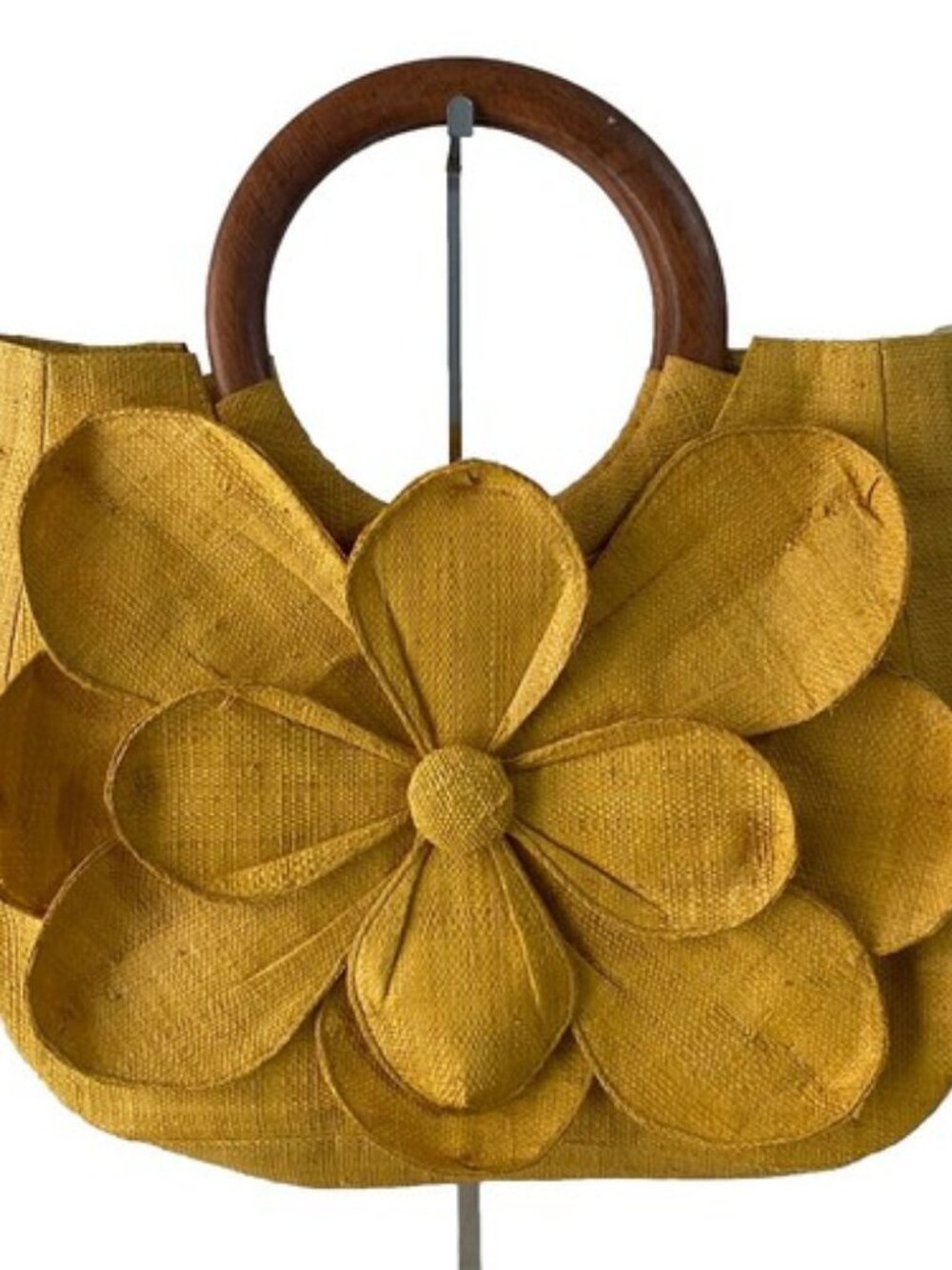 Mar Y Sol Sunflower Raffia Tote Bag Purse Yellow Retro Boho